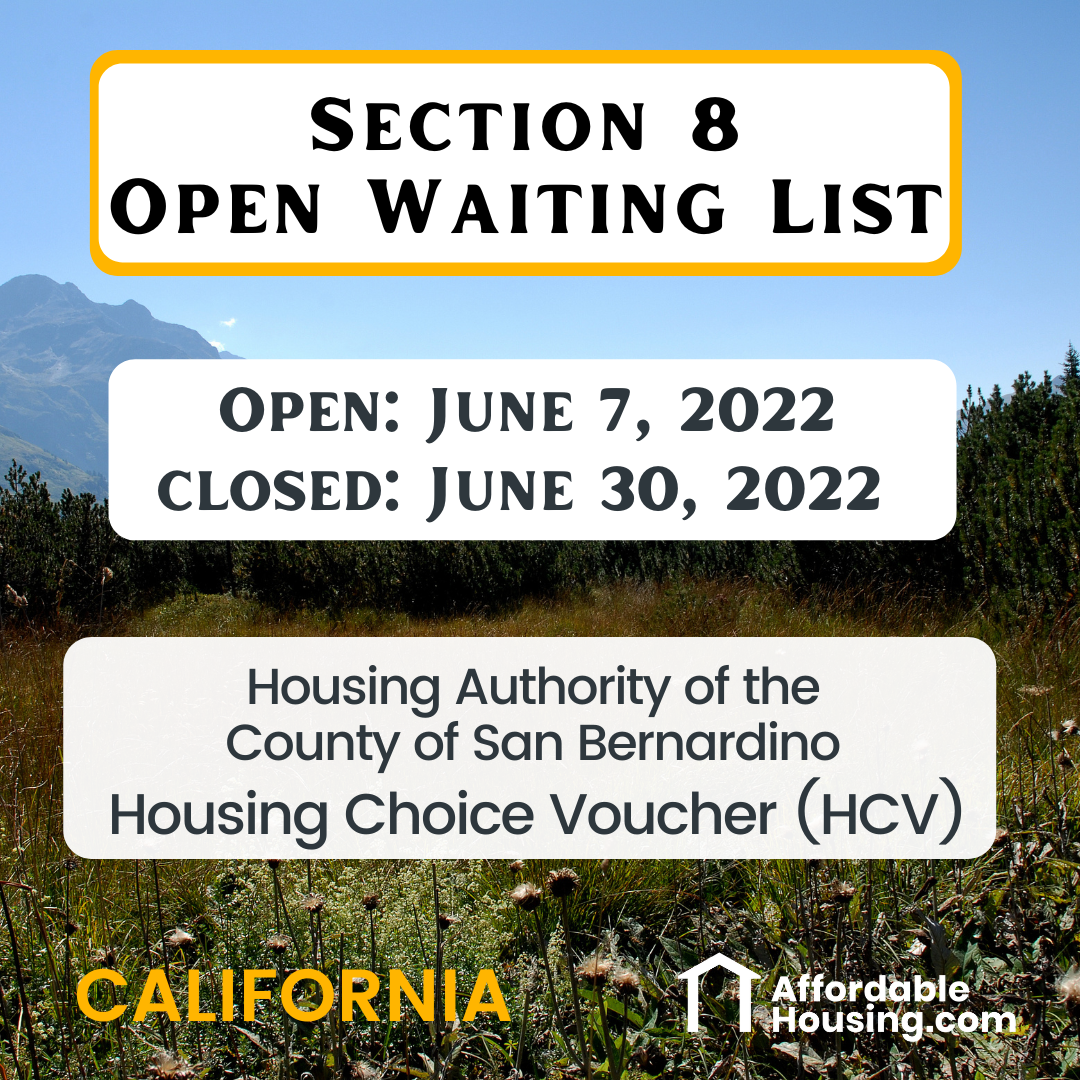 Section 8 waiting list opens in San Bernardino in California